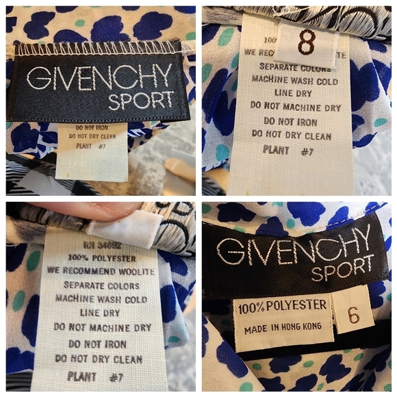 Vintage Givenchy 2-Peice skirt and blouse set.  Blue green white.  Size 6/8. - Picture 3 of 16